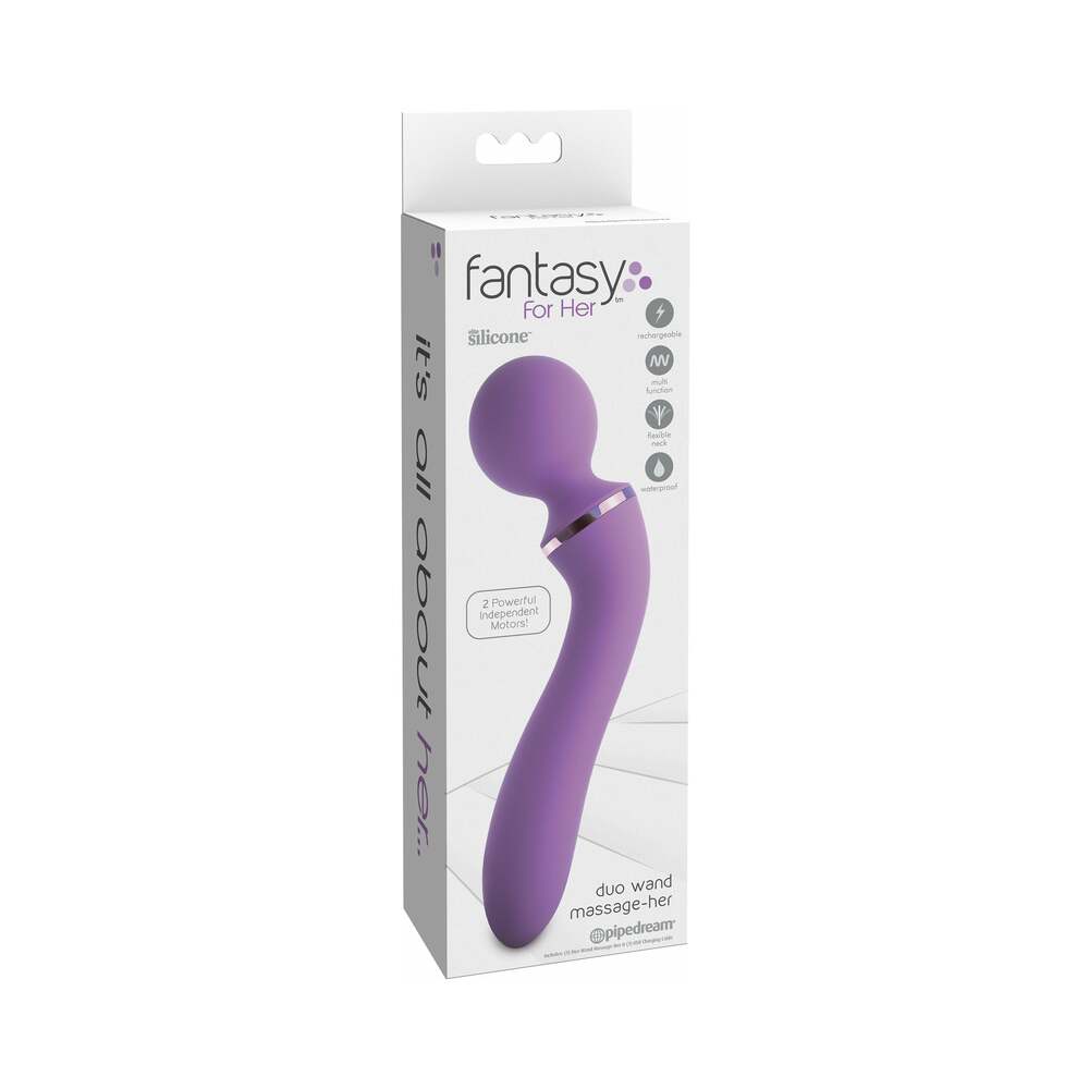 Fantasy For Her Duo Wand Massage-Her Rechargeable Silicone Dual-Ended Vibrator Purple - Fantasies Boutique