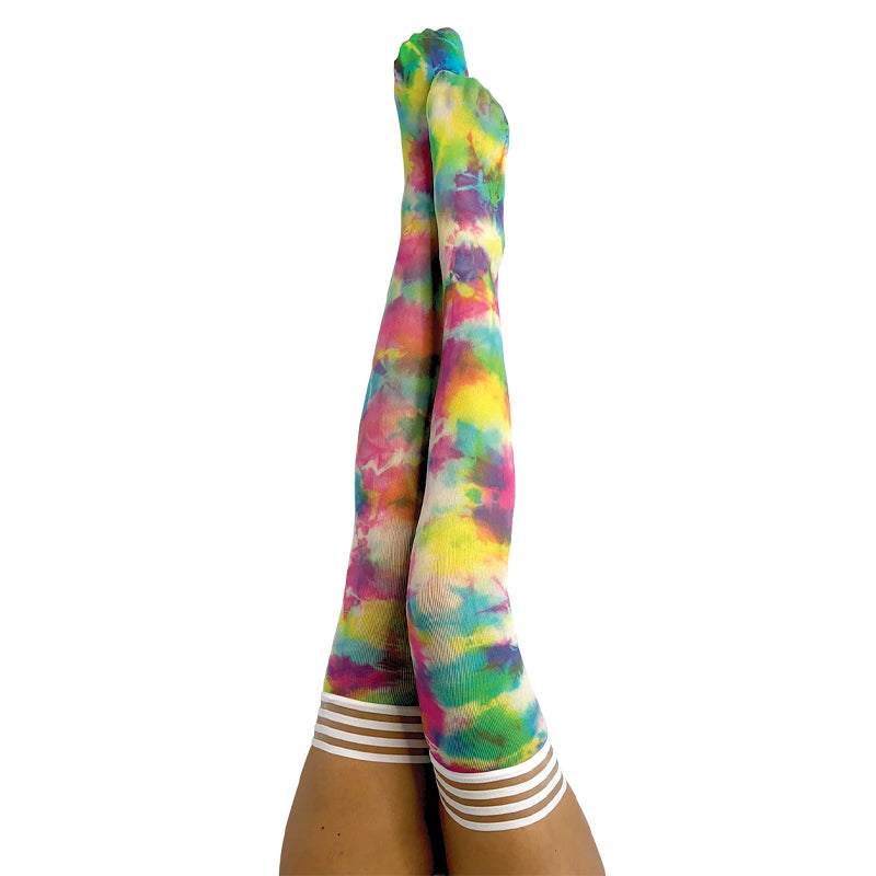 Kixies Gilly Rainbow Tie-Dye Thigh-High Size A - Fantasies Boutique