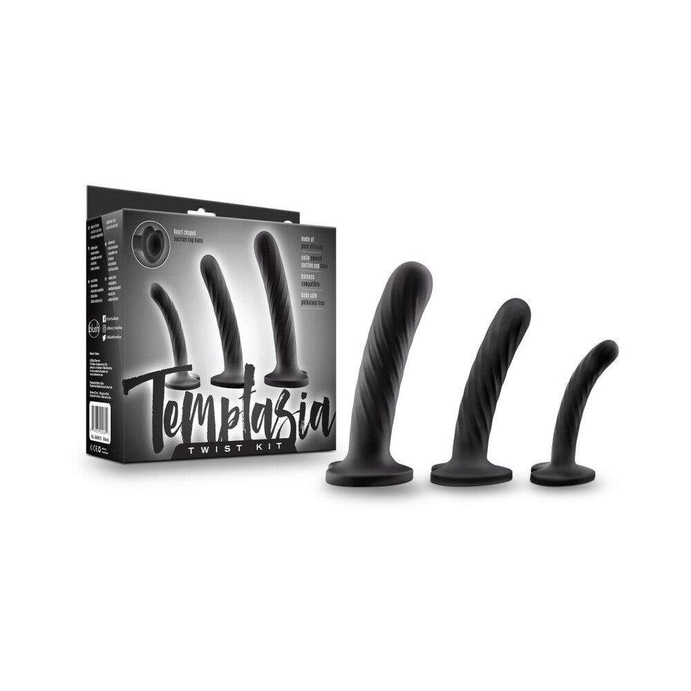 Temptasia Twist Kit 3-Piece Silicone Dildo Set Black - Fantasies Boutique