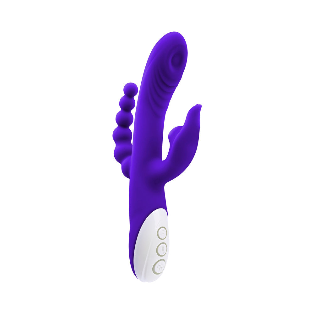 Evolved Lick Me Rechargeable Dual Entry Triple Stimulation Silicone Vibrator Purple - Fantasies Boutique