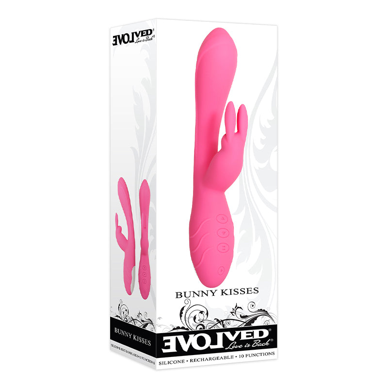 Evolved Bunny Kisses Rechargeable Silicone Rabbit Vibrator Pink - Fantasies Boutique