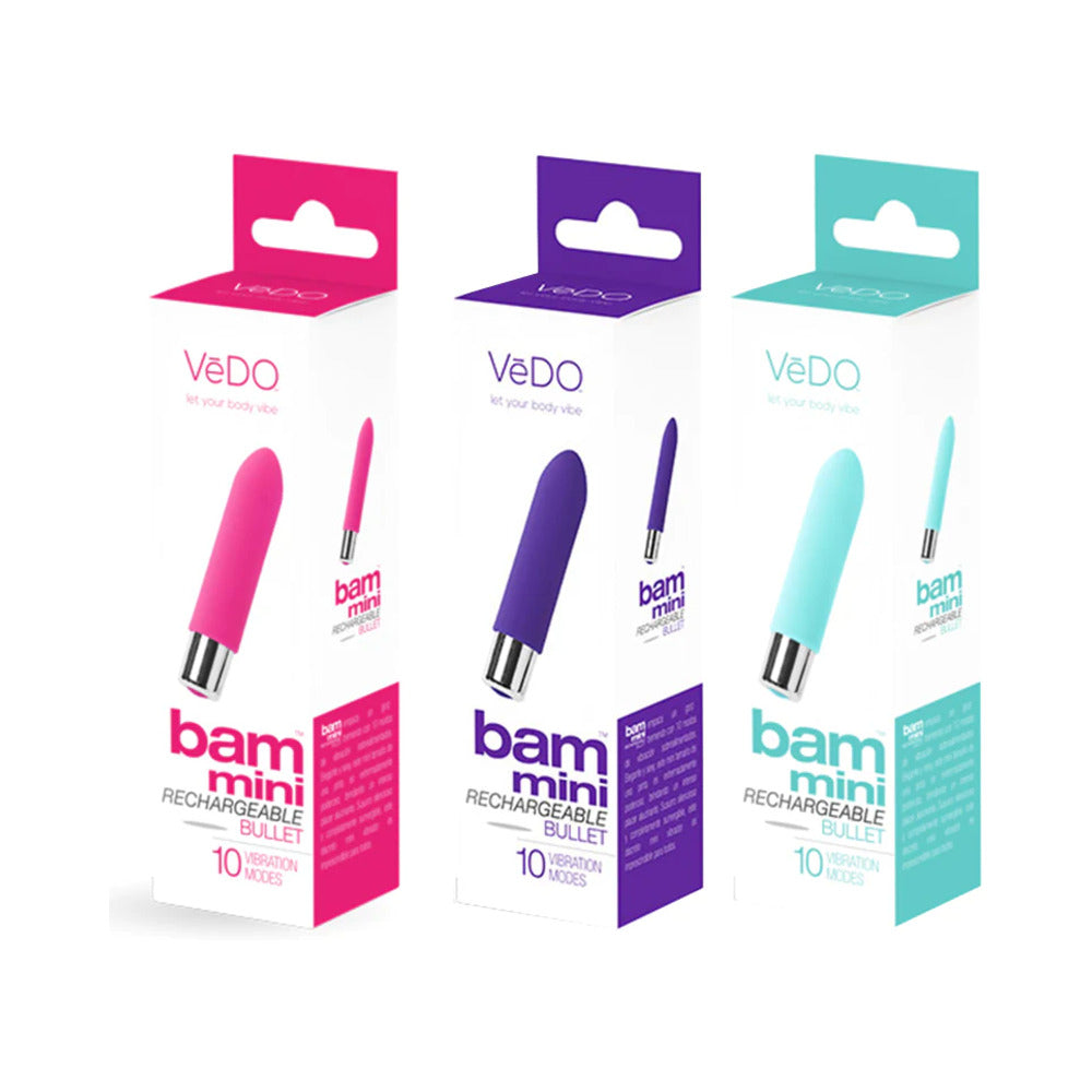 VeDO Bam Mini Rechargeable Bullet Vibe - 12 Pc Assort Display - Fantasies Boutique