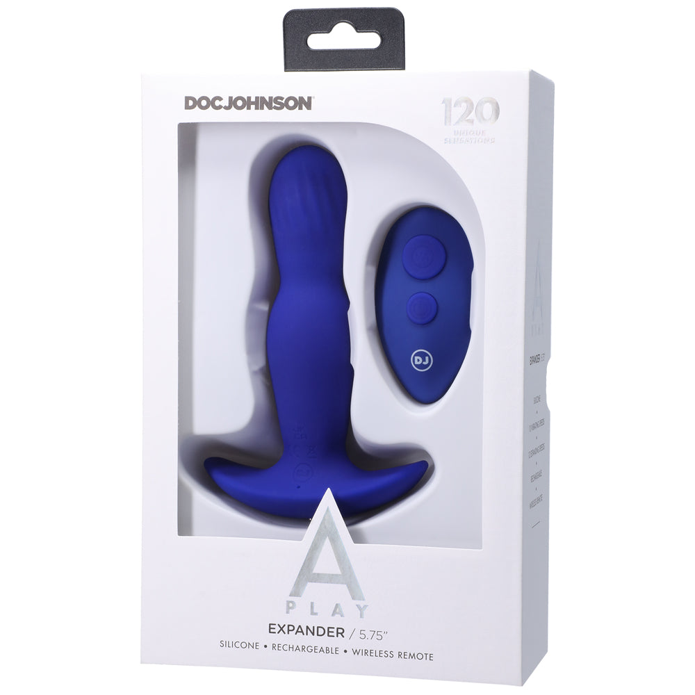 A-Play EXPANDER Rechargeable Silicone Anal Plug with Remote Blue - Fantasies Boutique