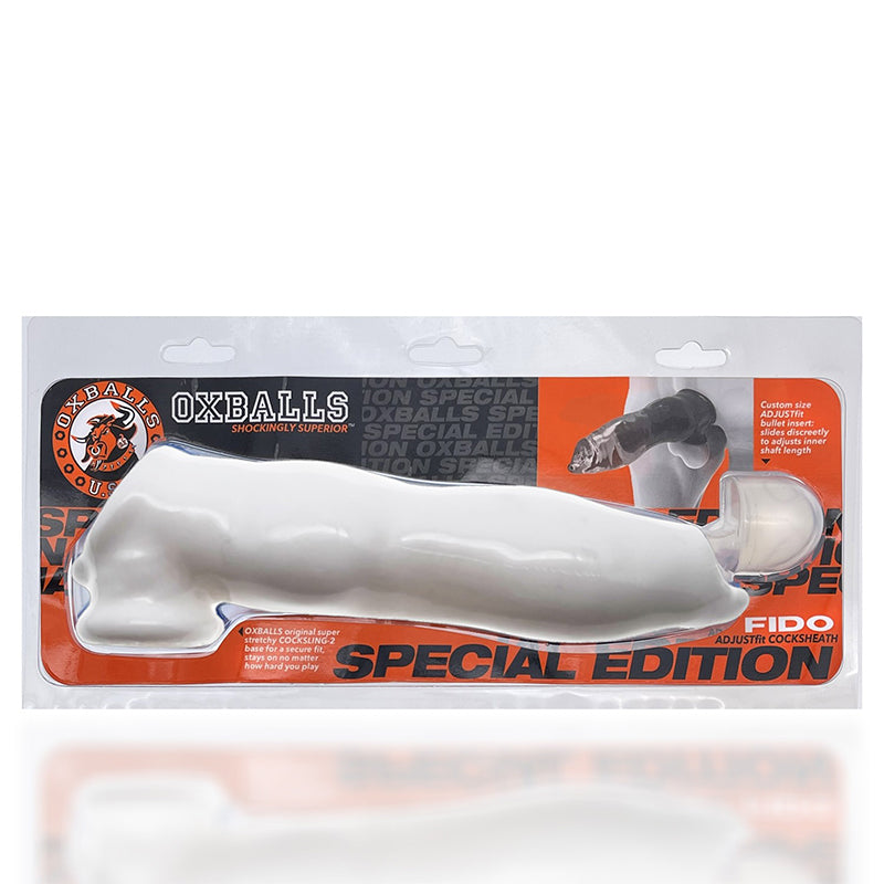 FIDO Thick Blubbery Beast-Shaped Cocksheath With Bullet Insert FLEXtpr White - Fantasies Boutique