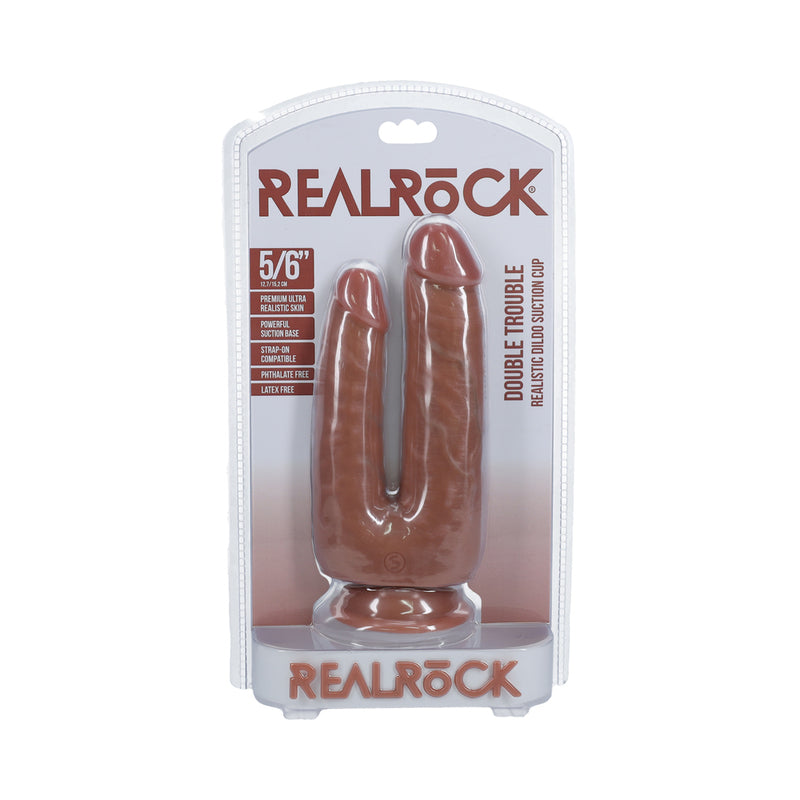 RealRock Double Trouble 5 in. / 6 in. Dildo Tan - Fantasies Boutique
