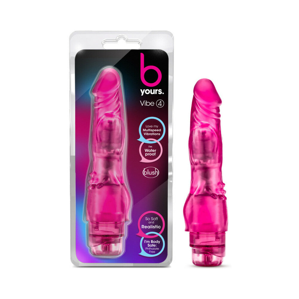 B Yours Vibe 4 Realistic 8 in. Vibrating Dildo Pink - Fantasies Boutique