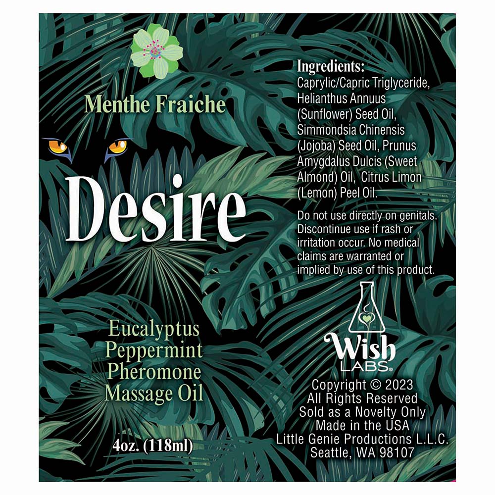 Desire Pheromone Massage Oil Eucalyptus/Peppermint 4 oz. - Fantasies Boutique