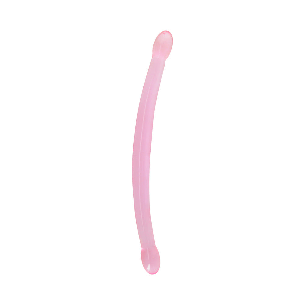 RealRock Crystal Clear Non-Realistic 17 in. Double Dildo Pink - Fantasies Boutique