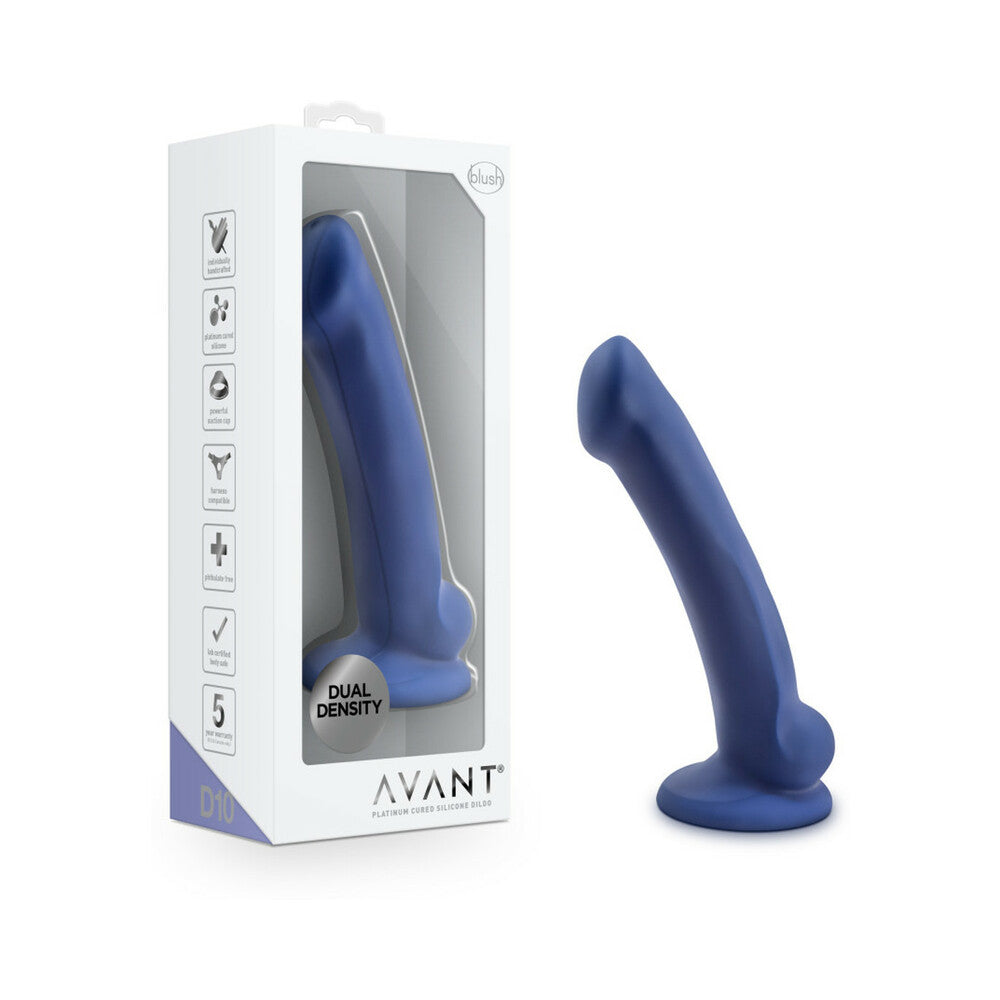 Avant D10 Ergo Mini 7 in. Dual Density Silicone Dildo Indigo - Fantasies Boutique