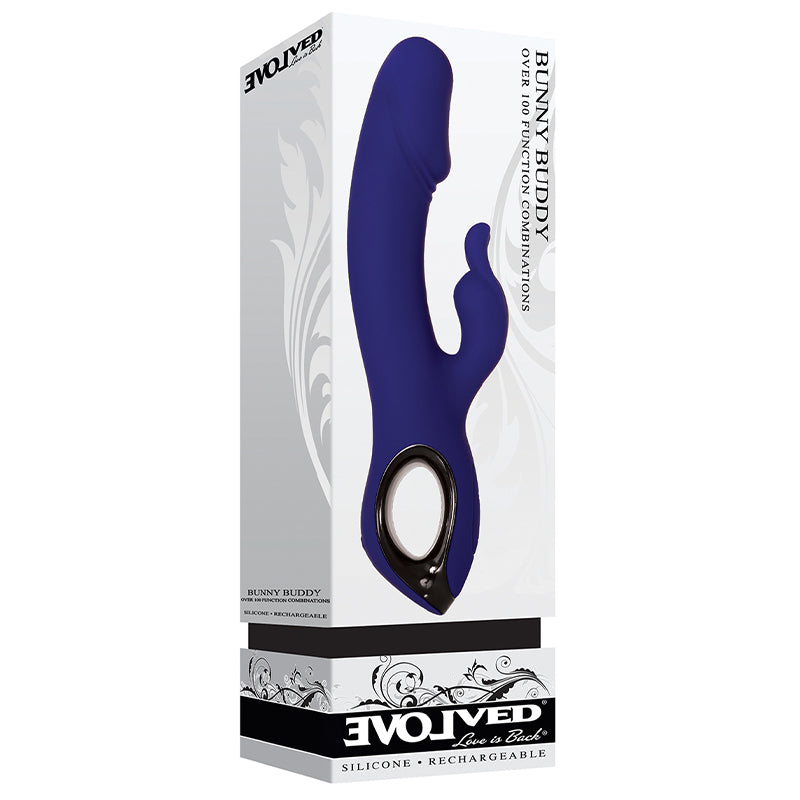 Evolved Bunny Buddy Rechargeable Silicone Rabbit Vibrator Blue - Fantasies Boutique