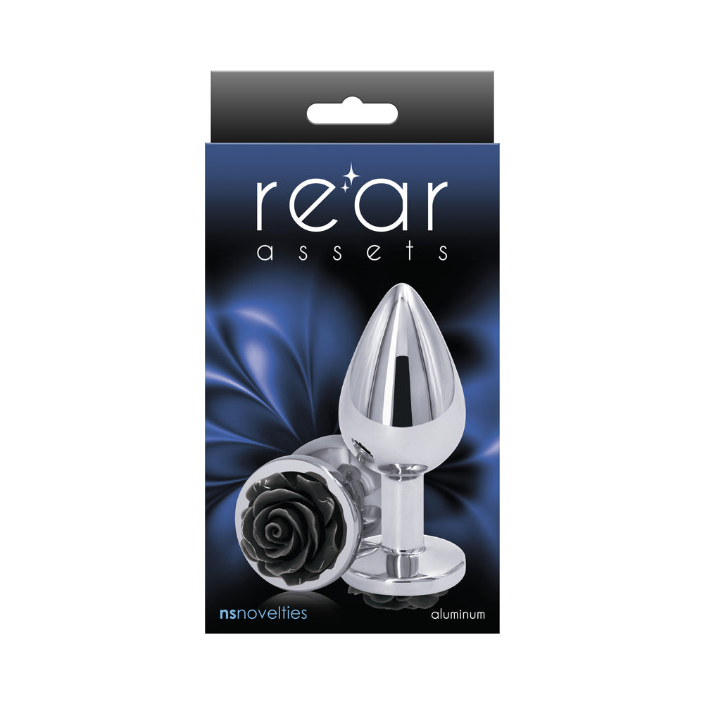 Rear Assets Rose Anal Plug Medium Black - Fantasies Boutique
