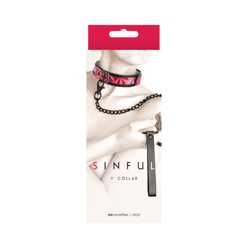 Sinful Vinyl Collar Pink - Fantasies Boutique