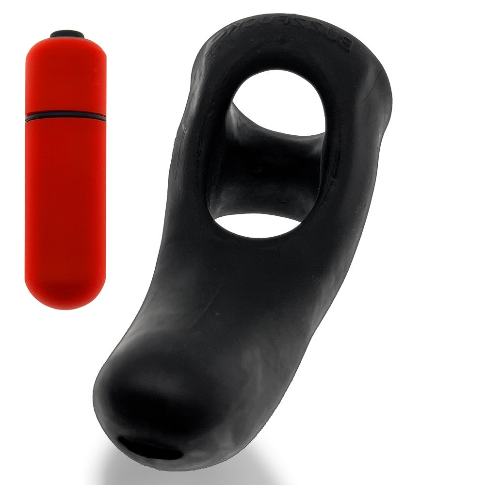 Hunkyjunk Buzzfuck Cock & Ball Sling with Taint Vibrator Tar Ice - Fantasies Boutique
