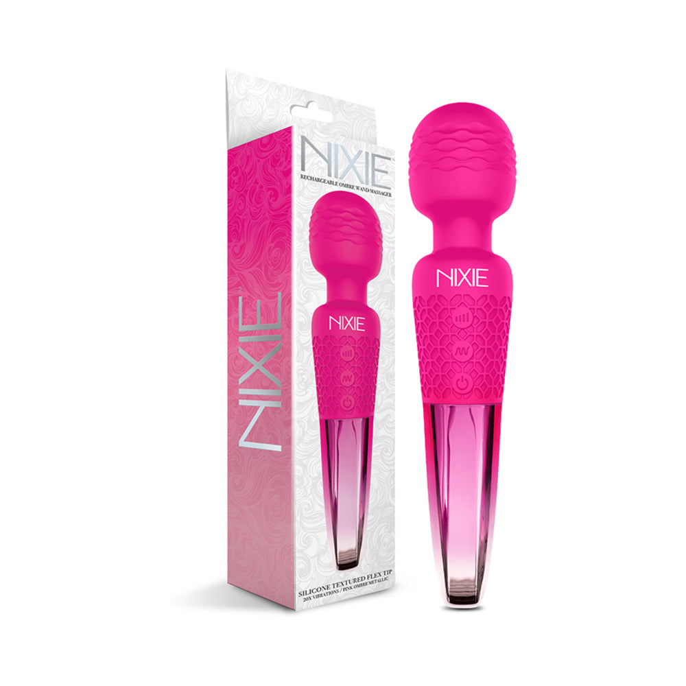 Nixie Rechargeable Wand Massager Pink Ombre Metallic - Fantasies Boutique