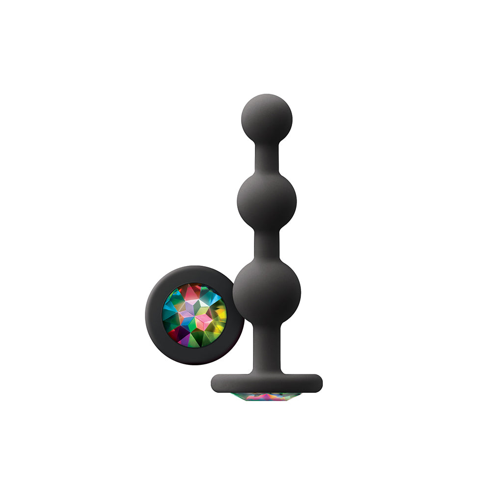 Glams Ripple Anal Plug Rainbow Gem Black - Fantasies Boutique