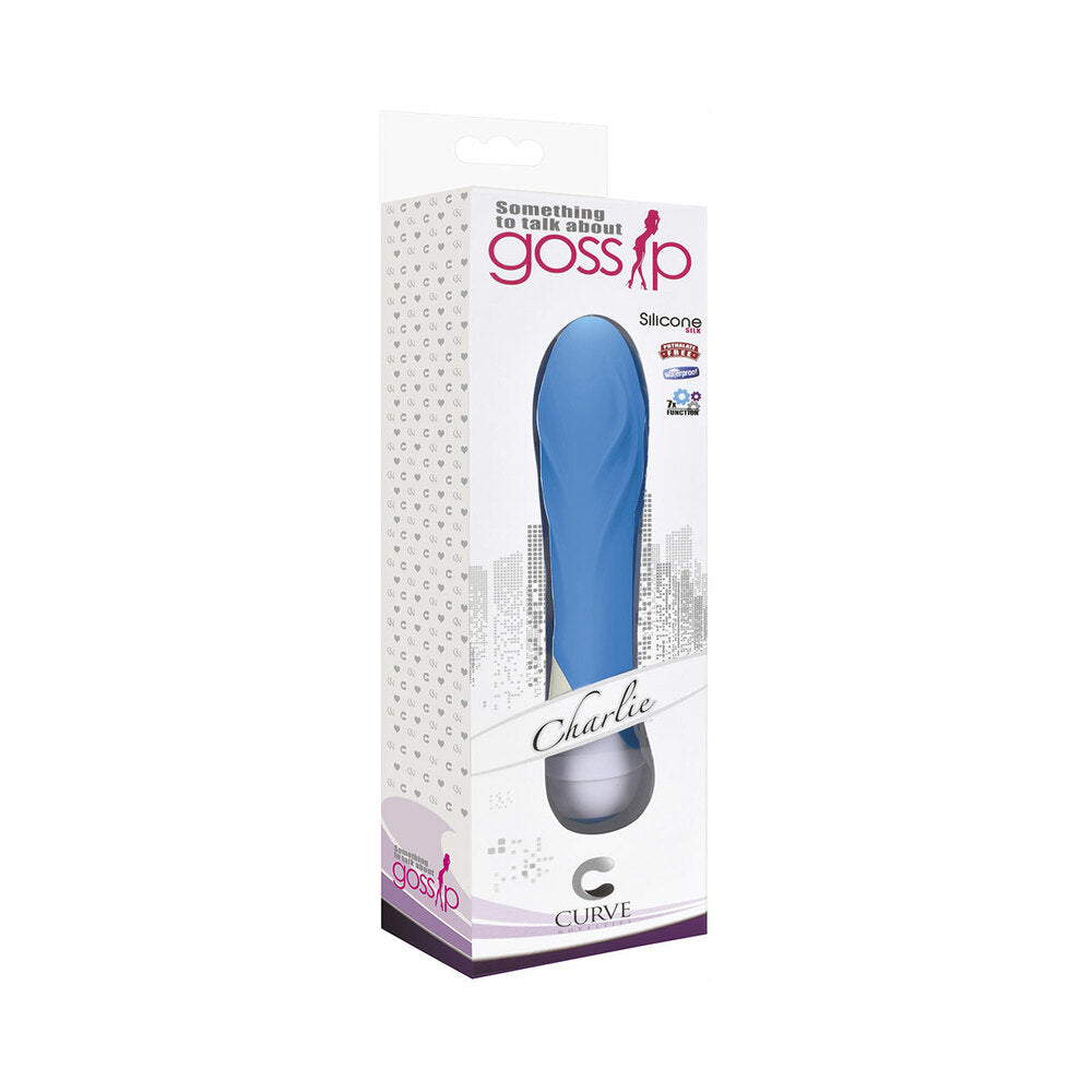 Curve Toys Gossip Charlie Waterproof Textured Silicone Vibrator Azure - Fantasies Boutique