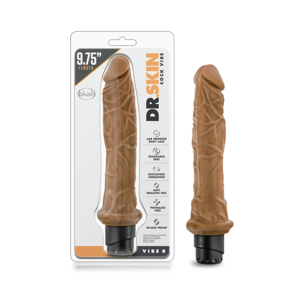 Dr. Skin Vibe 8 Realistic 9.75 in. Vibrating Dildo Tan - Fantasies Boutique