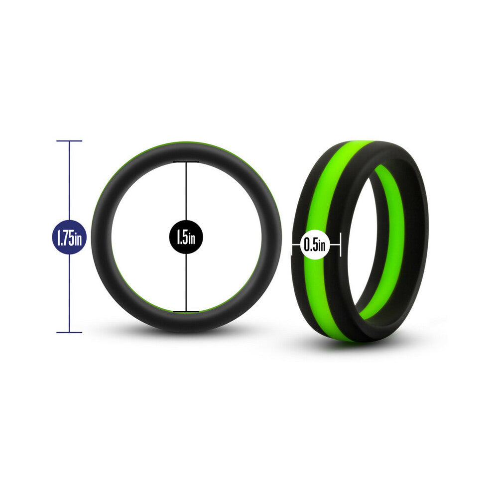 Blush Performance Silicone Go Pro Cock Ring Black/Green/Black - Fantasies Boutique