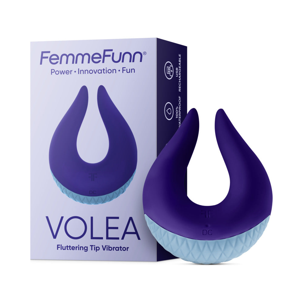 FemmeFunn Volea Rechargeable Silicone Fluttering Tip Vibrator Dark Purple - Fantasies Boutique