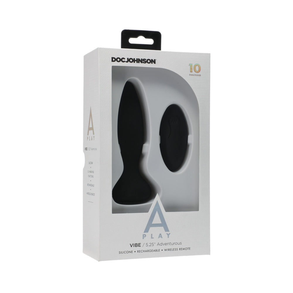 A-Play Vibe Adventurous Rechargeable Silicone Anal Plug with Remote Black - Fantasies Boutique