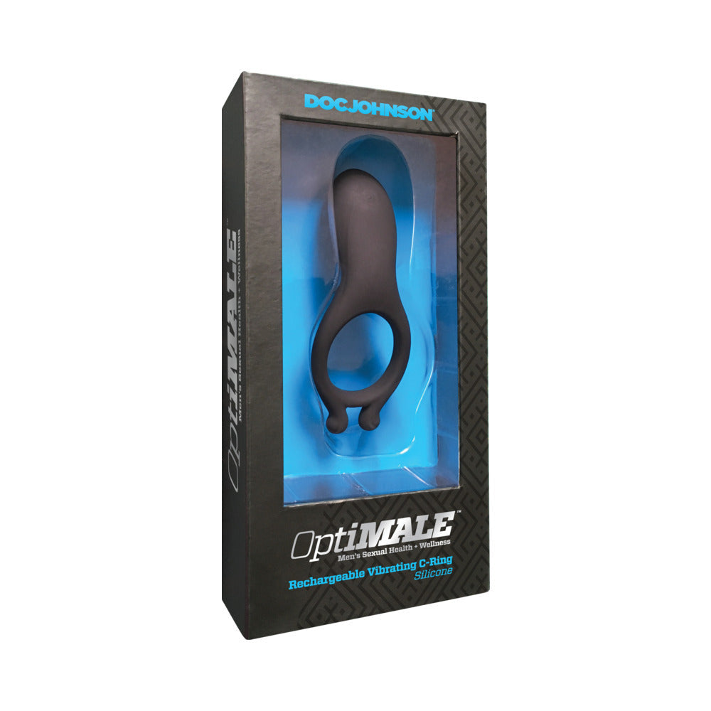 OptiMALE - Rechargeable Vibrating C-Ring Black - Fantasies Boutique