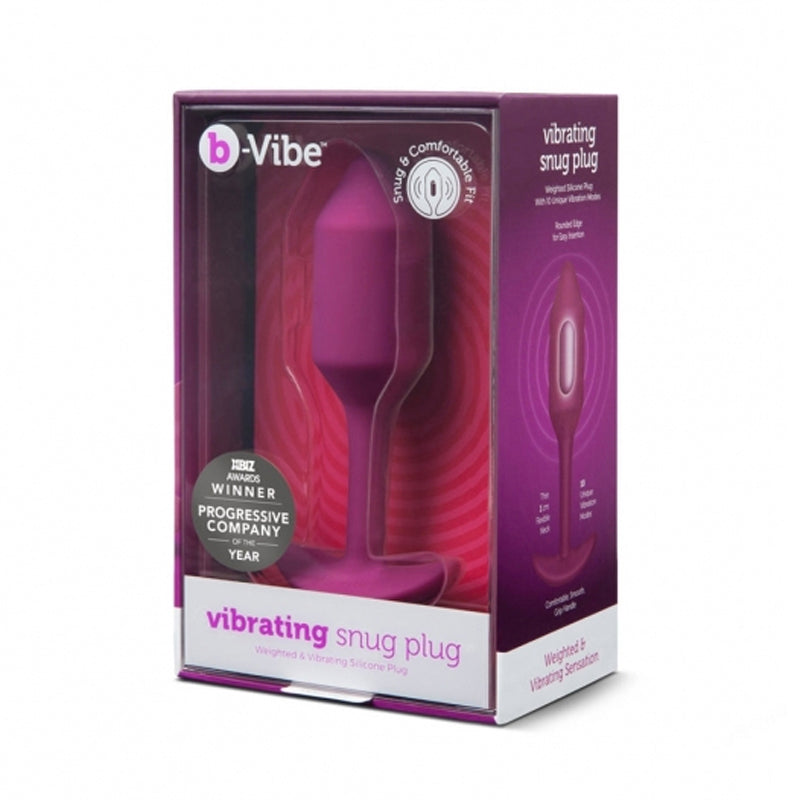 b-Vibe Vibrating Snug Plug 2 Rechargeable Weighted Silicone Anal Plug Rose - Fantasies Boutique