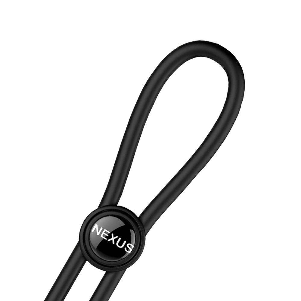 Nexus Forge Adjustable Silicone Cock and Ball Lasso Ring Black - Fantasies Boutique