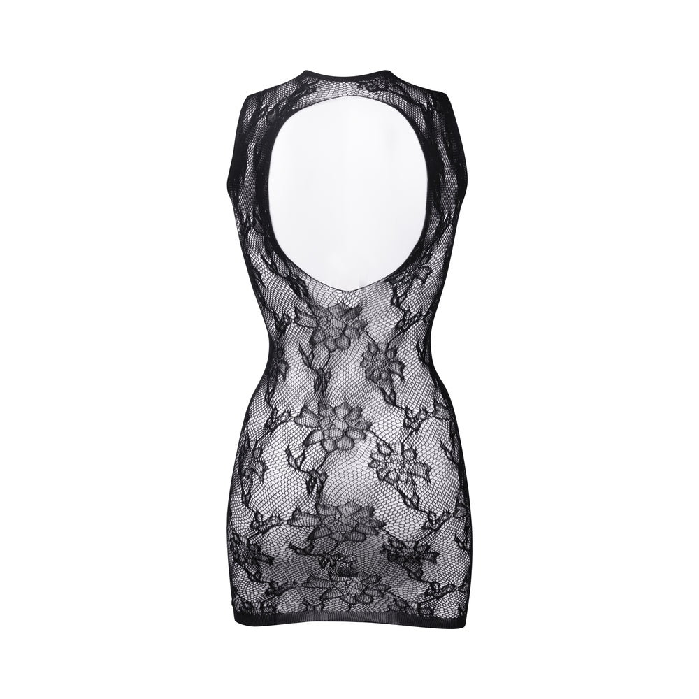 Shots Le Desir High Neck Lace Mini Dress Black O/S - Fantasies Boutique