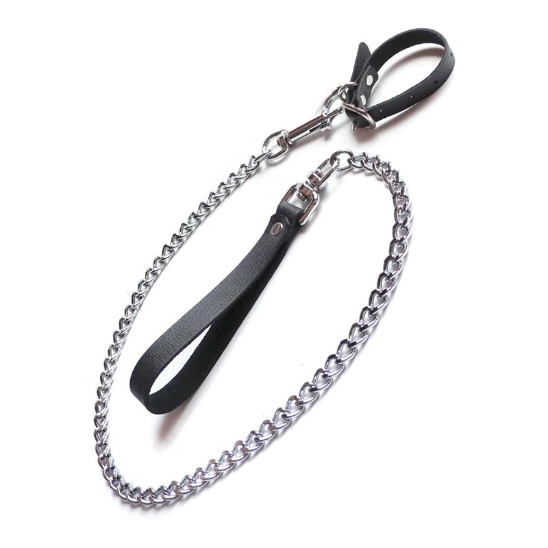 Kinklab Buckling Cock Ring and Chain Leash Set - Fantasies Boutique