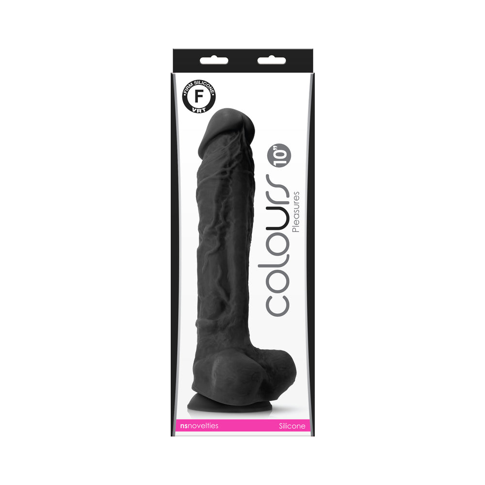 Colours Pleasures 10 in. Dildo Black - Fantasies Boutique