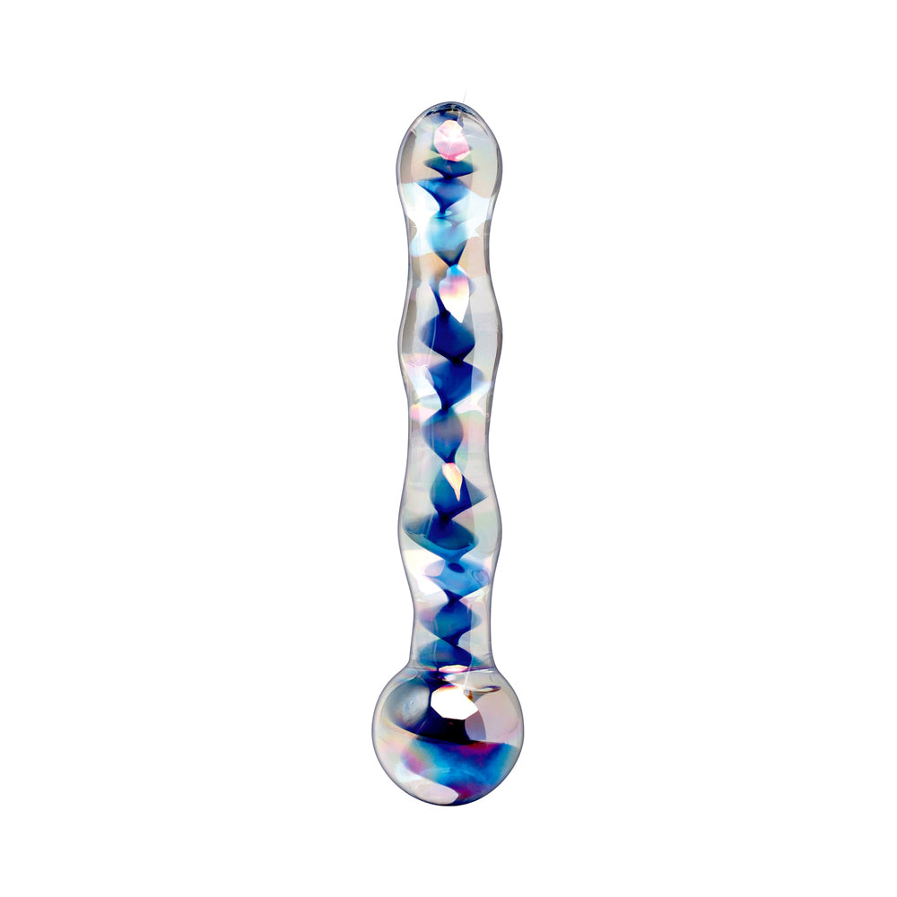 Icicles No. 8 Wavy 7 in. Glass Dildo Blue/Clear - Fantasies Boutique