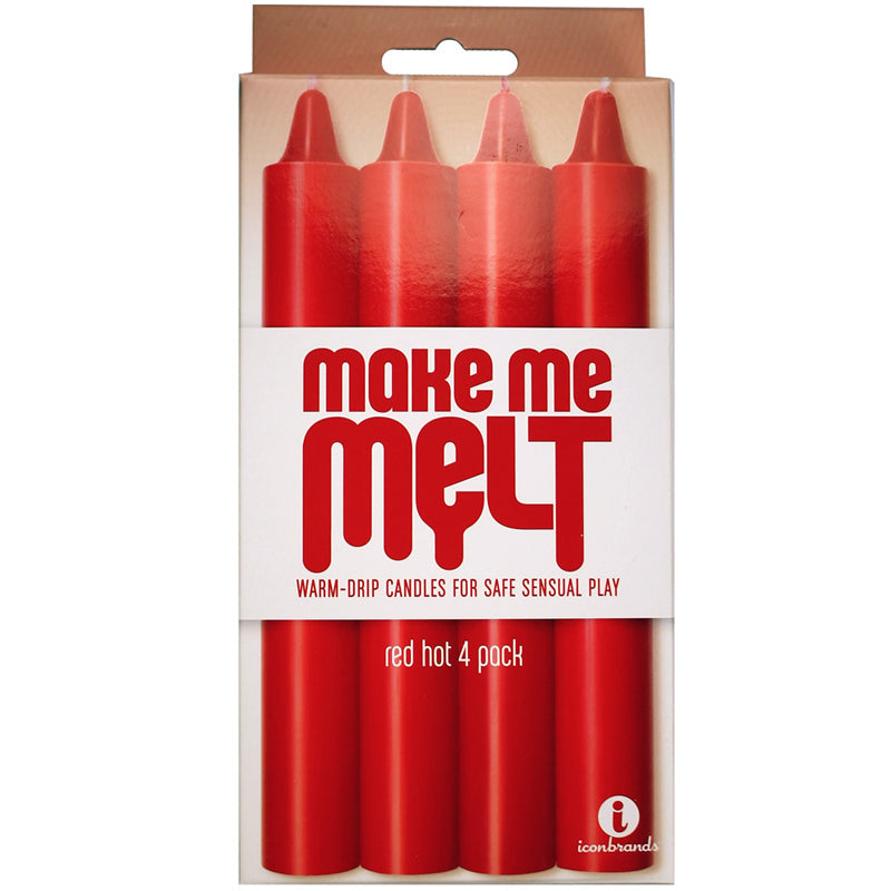The 9's, Make Me Melt Sensual Warm-Drip Candles, 4 Pack, Red Hot - Fantasies Boutique