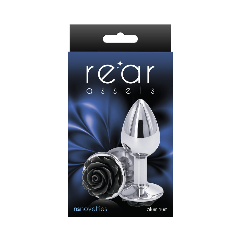 Rear Assets Rose Anal Plug Small Black - Fantasies Boutique