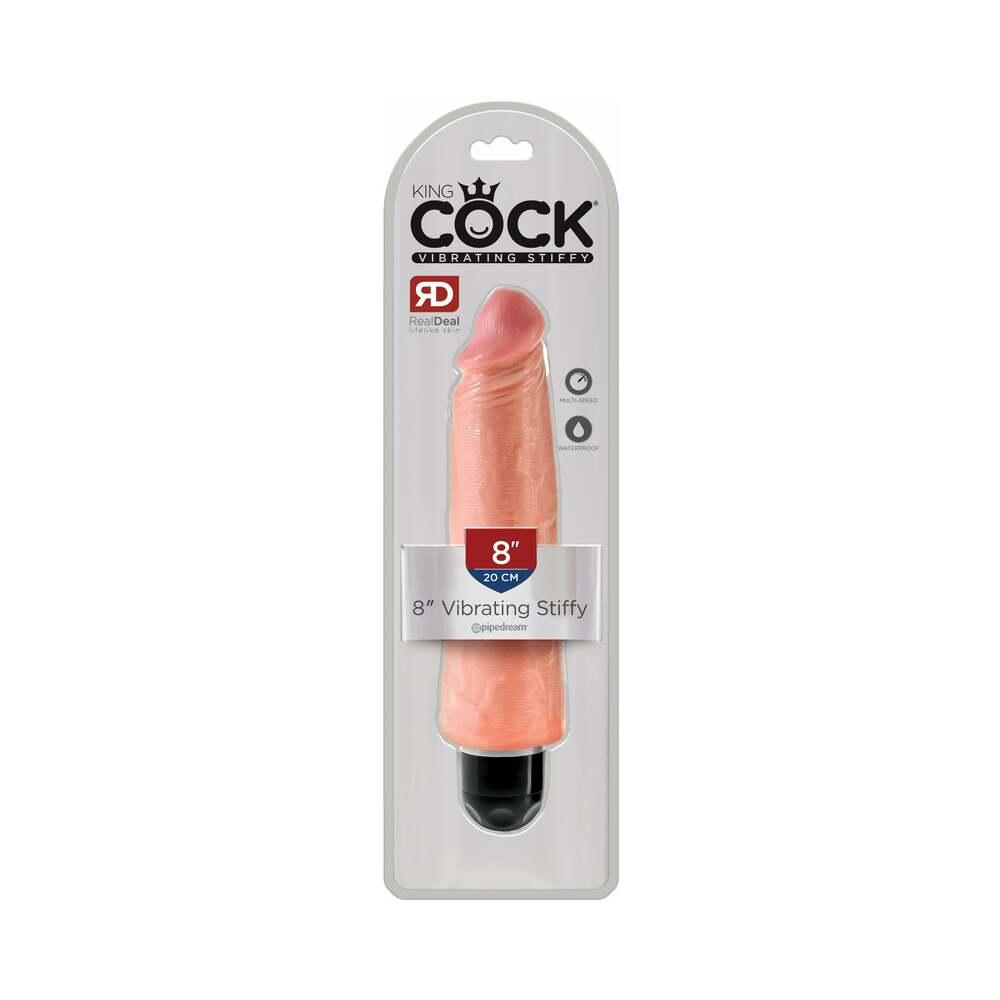King Cock 8 in. Vibrating Stiffy Realistic Dildo Beige - Fantasies Boutique