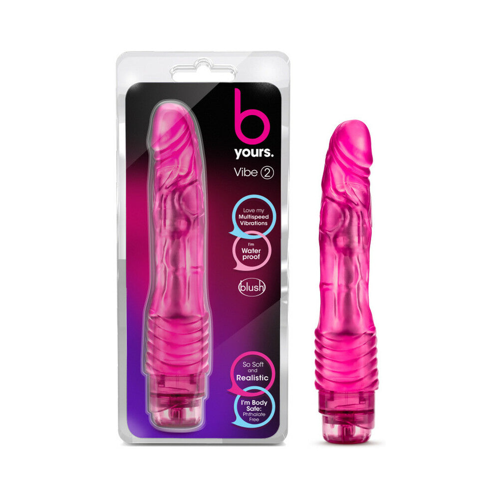 B Yours Vibe 2 Realistic 9 in. Vibrating Dildo Pink - Fantasies Boutique