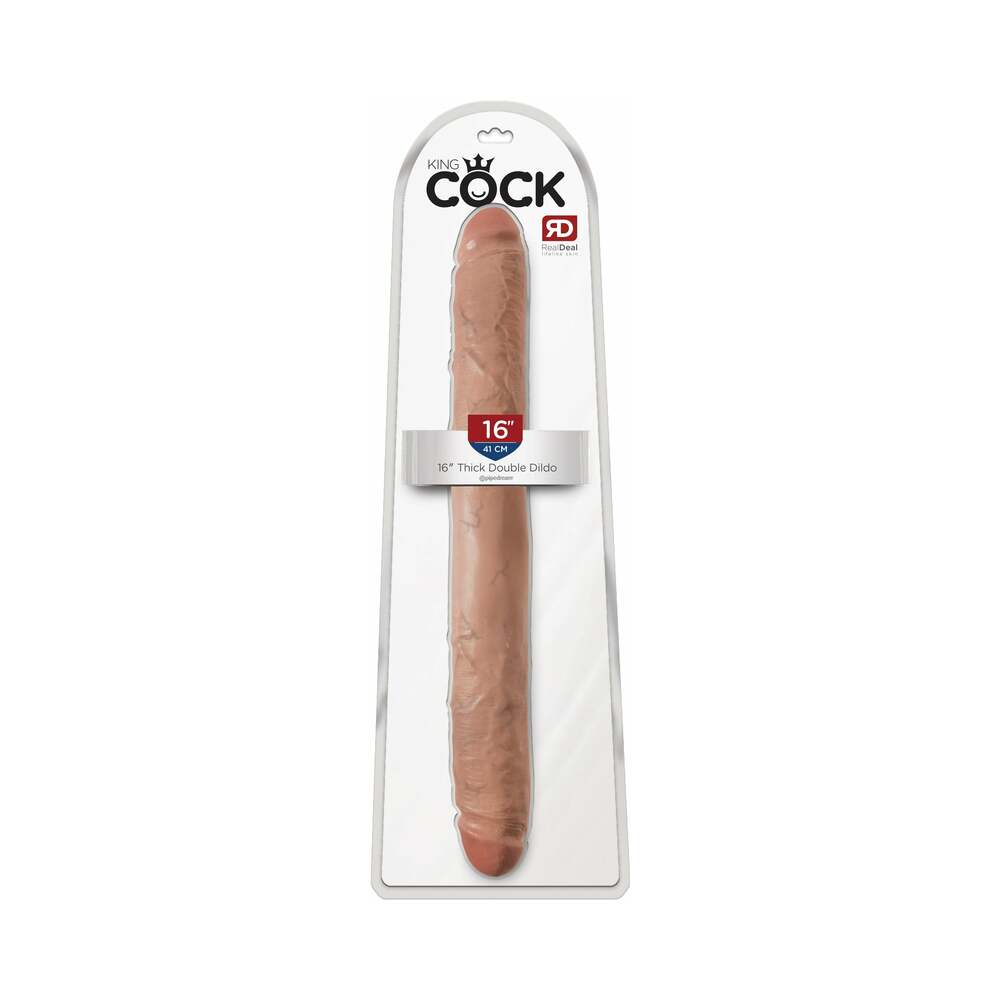 King Cock 16 in. Thick Double Dildo Realistic Tan