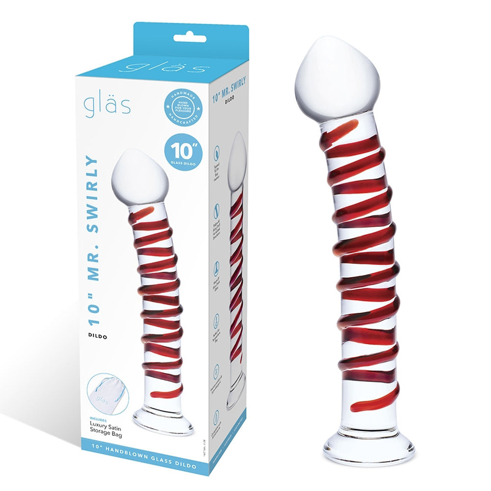 Glas 10 in. Mr. Swirly Glass Dildo - Fantasies Boutique