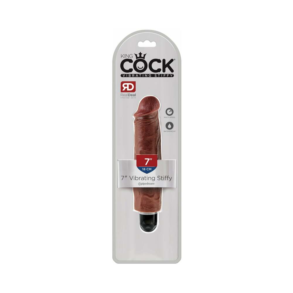 King Cock 7 in. Vibrating Stiffy Realistic Dildo Brown - Fantasies Boutique