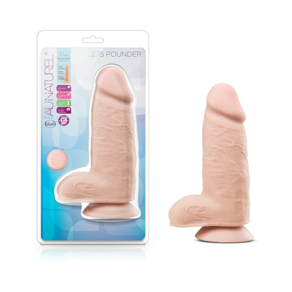 Au Naturel 2.75 Pounder 10 in. Posable Dual Density Dildo with Balls Beige - Fantasies Boutique