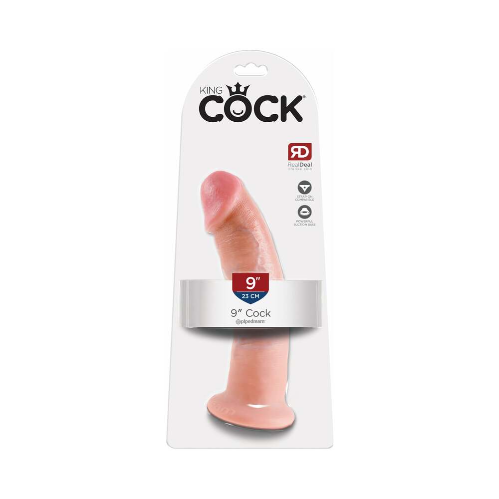 King Cock 9 in. Cock Realistic Dildo With Suction Cup Beige - Fantasies Boutique