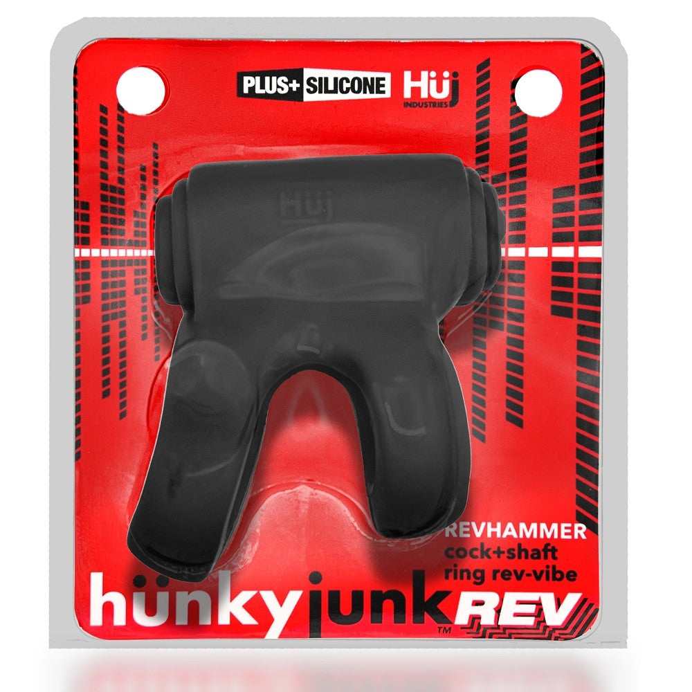 Hunkyjunk Revhammer Cock & Shaft Ring with Bullet Vibrator Tar Ice - Fantasies Boutique