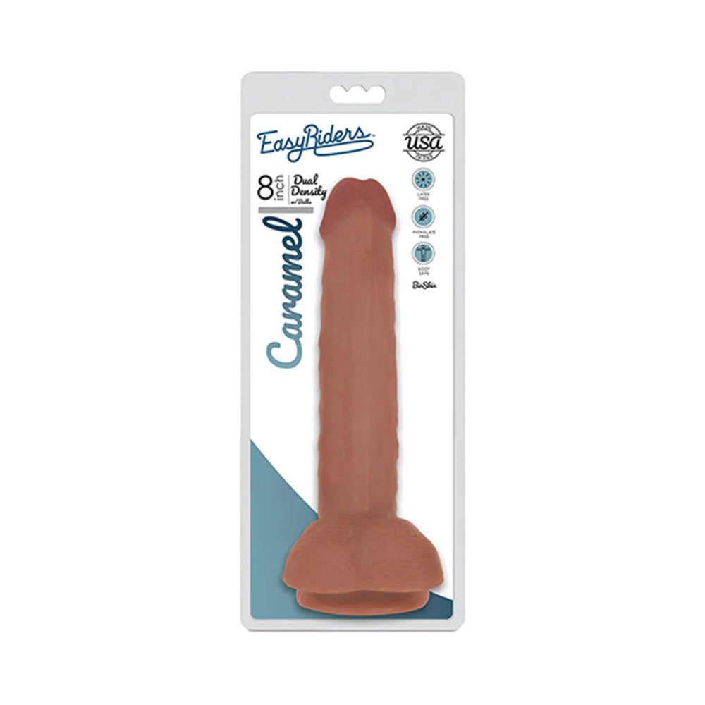 Curve Toys Easy Riders 8 in. Dual Density Dildo with Balls & Suction Cup Tan - Fantasies Boutique