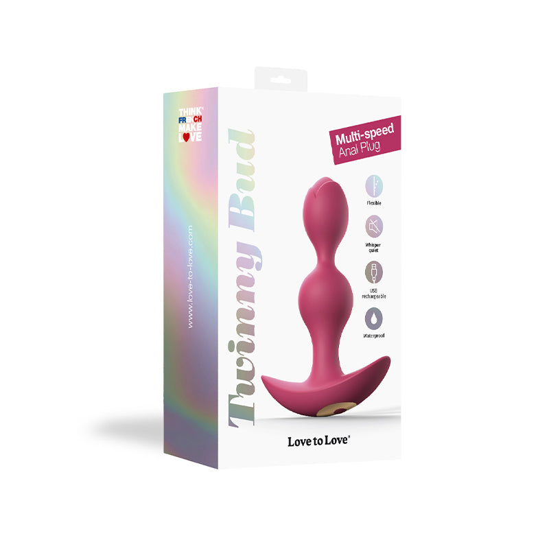 Love to Love Twinny Bud Rechargeable Silicone Multi-Speed Vibrating Anal Plug Plum - Fantasies Boutique