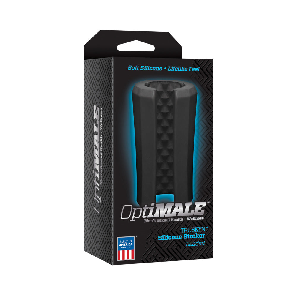OptiMALE TRUSKYN Silicone Stroker Beaded Black - Fantasies Boutique