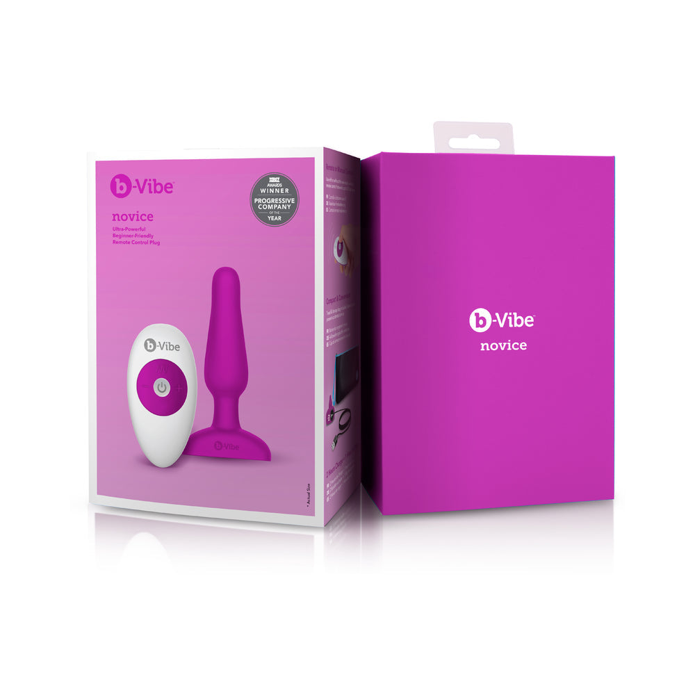 b-Vibe Novice Rechargeable Remote-Controlled Vibrating Silicone Anal Plug Fuchsia - Fantasies Boutique