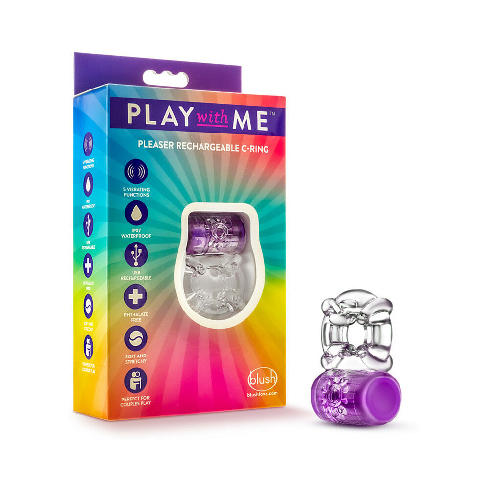 Blush Play with Me Pleaser Rechargeable Vibrating C-Ring Purple - Fantasies Boutique