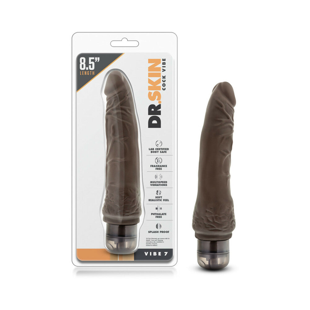 Dr. Skin Vibe 7 Realistic 8.5 in. Vibrating Dildo Brown - Fantasies Boutique