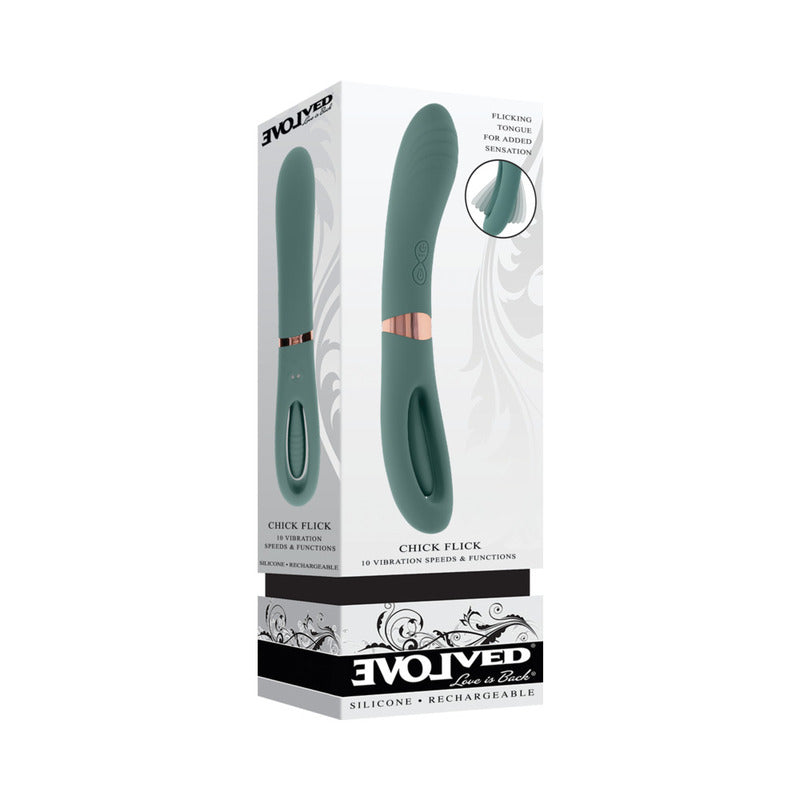 Evolved Chick Flick Rechargeable Vibrator with Flicker Silicone Mint - Fantasies Boutique