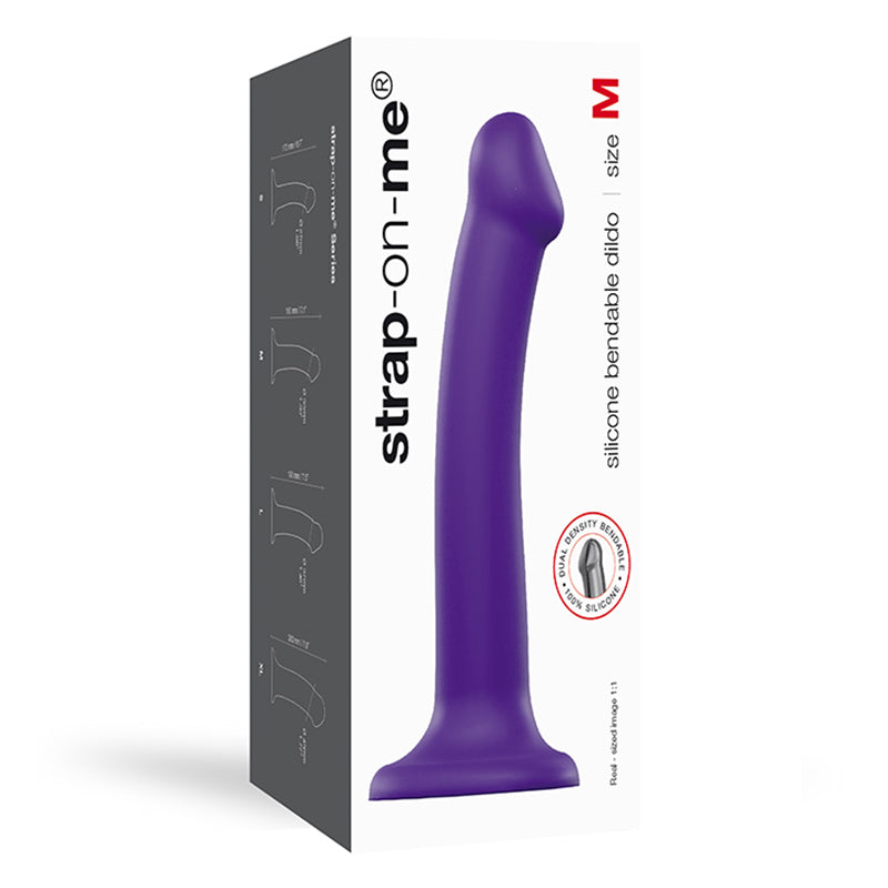 Strap-On-Me Bendable Dual-Density Silicone Suction Cup Dildo Purple M - Fantasies Boutique