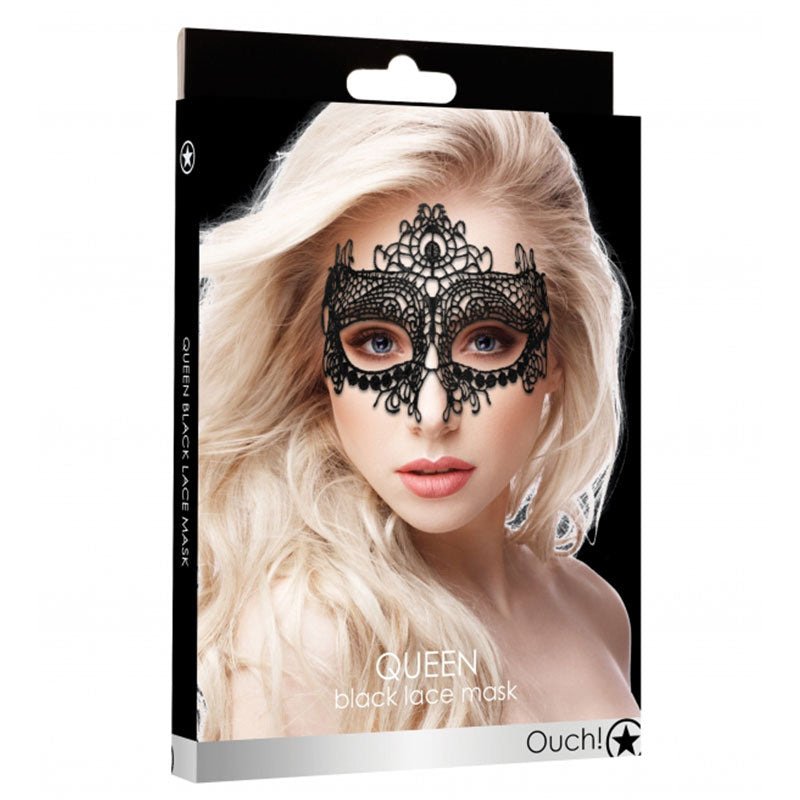 Ouch! Queen Lace Eye Mask Black - Fantasies Boutique